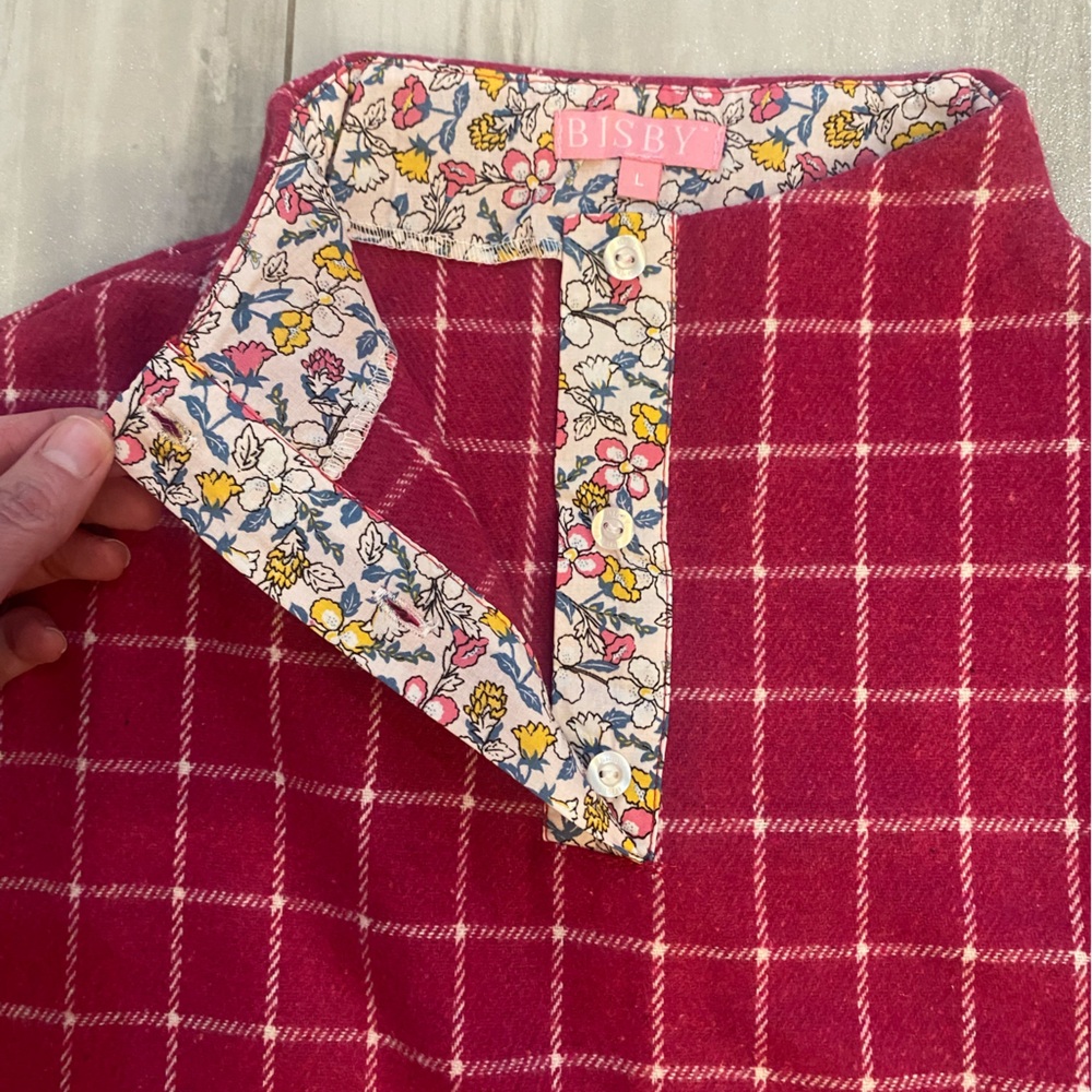 NWT Bisby Magenta Bougainvillea Windowpane Wool Blend Tweed Cape, girls L (10) - Picture 11 of 12